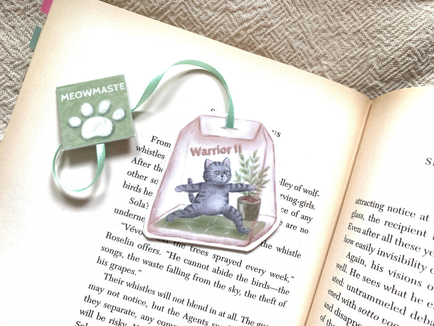 Yoga Cat in a Tea Bag Bookmark